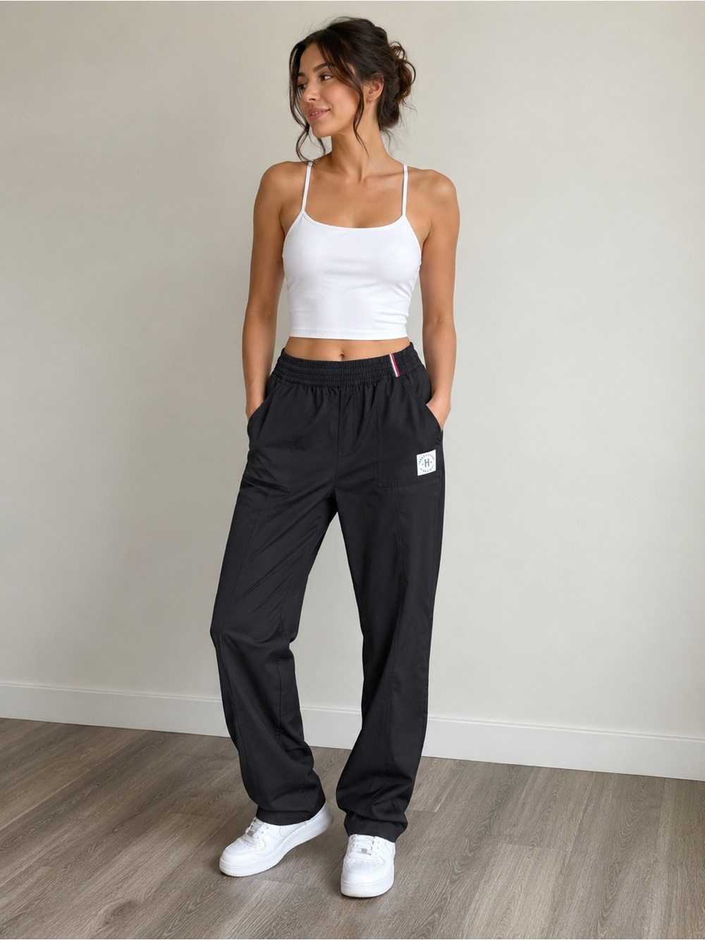 Tommy Hilfiger Black Elastic-Waist straight leg Pants